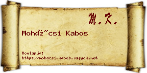 Mohácsi Kabos névjegykártya
